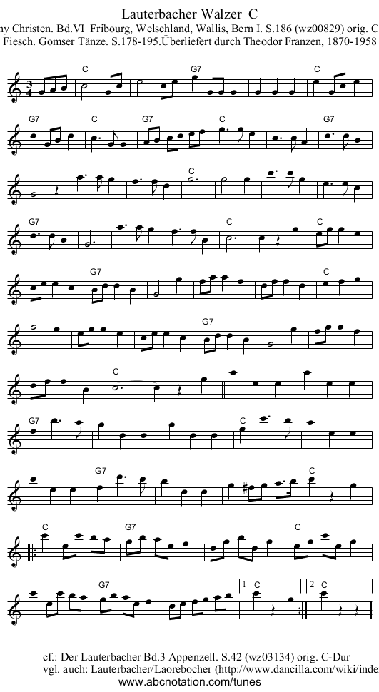 Lauterbacher Walzer  C - staff notation