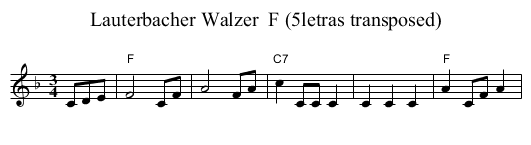 Lauterbacher Walzer  F (5letras transposed) - staff notation
