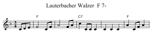 Lauterbacher Walzer  F 7- - staff notation