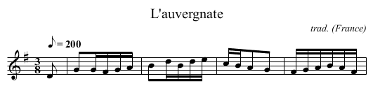 L'auvergnate - staff notation