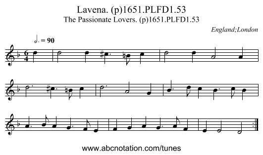 Lavena. (p)1651.PLFD1.53 - staff notation