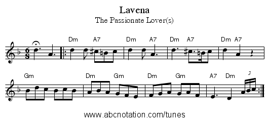 Lavena - staff notation