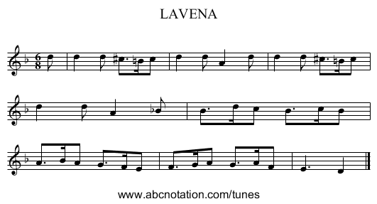 LAVENA - staff notation