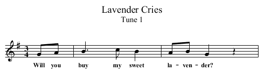 Lavender Cries - staff notation