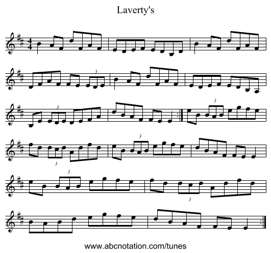 Laverty's - staff notation