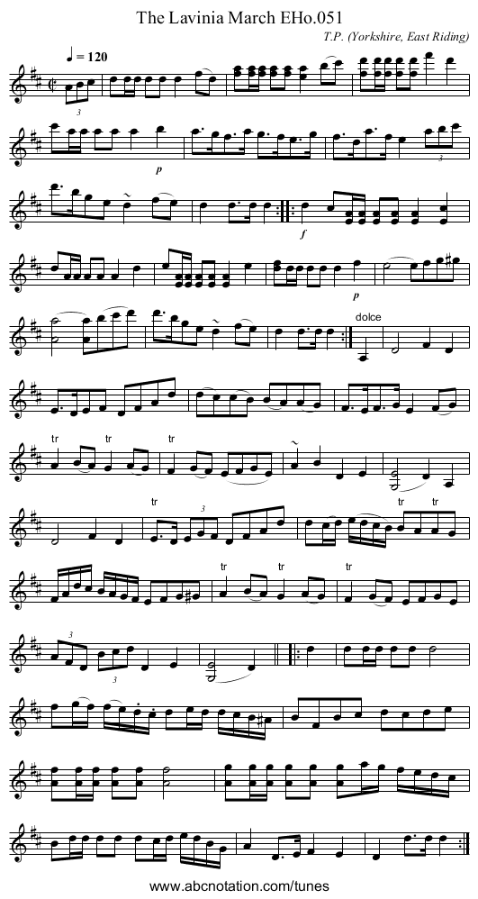 Lavinia March EHo.051, The - staff notation