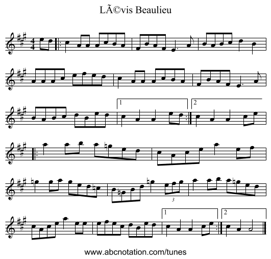 LÃ©vis Beaulieu - staff notation
