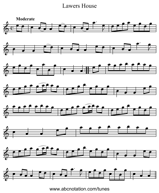 Lawers House - staff notation