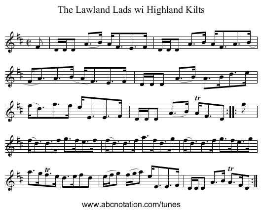 Lawland Lads wi Highland Kilts, The - staff notation
