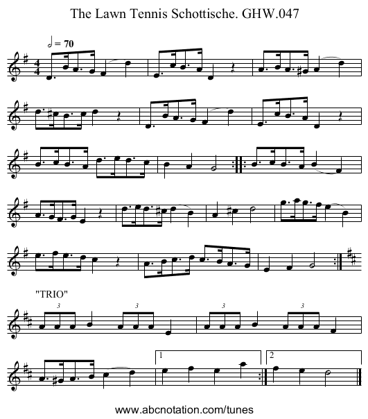 Lawn Tennis Schottische. GHW.047, The - staff notation