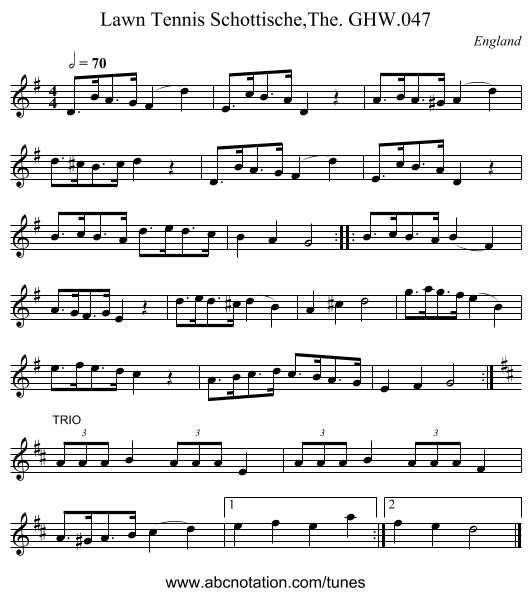 Lawn Tennis Schottische,The. GHW.047 - staff notation