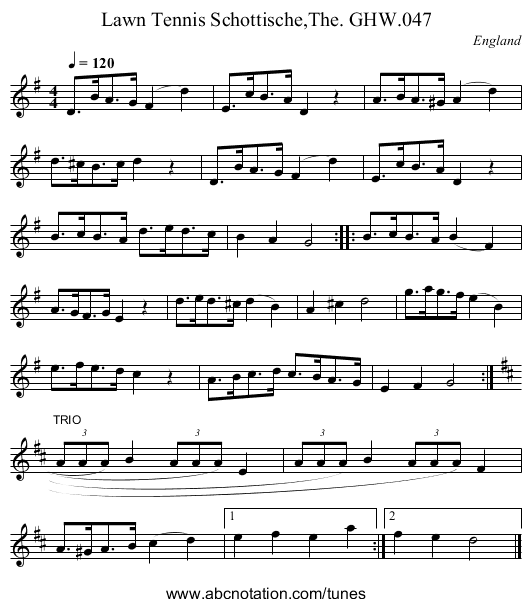 Lawn Tennis Schottische,The. GHW.047 - staff notation