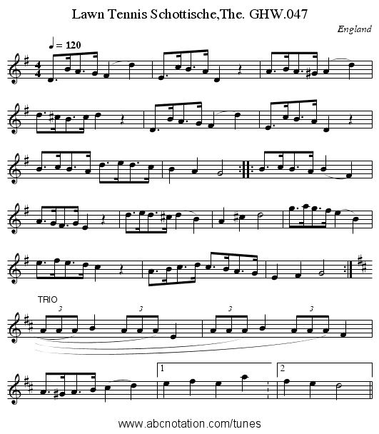 Lawn Tennis Schottische,The. GHW.047 - staff notation
