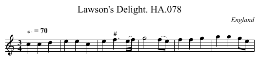 Lawson's Delight. HA.078 - staff notation