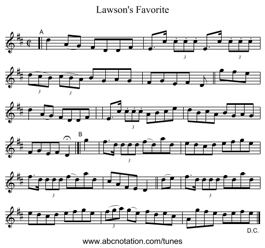 Lawson's Favorite - staff notation