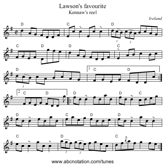 Lawson's favourite - staff notation