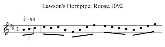 Lawson's Hornpipe. Roose.1092 - staff notation