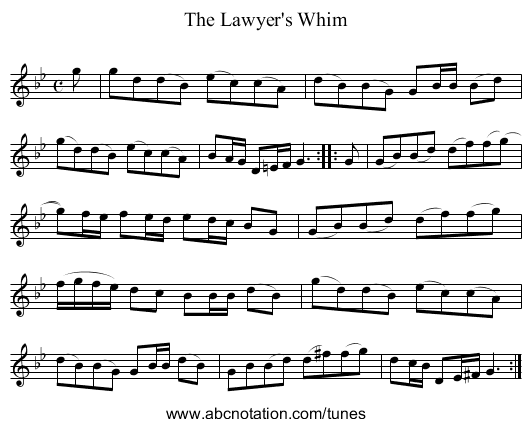 Lawyer's Whim, The - staff notation