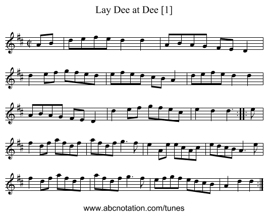 Lay Dee at Dee [1] - staff notation
