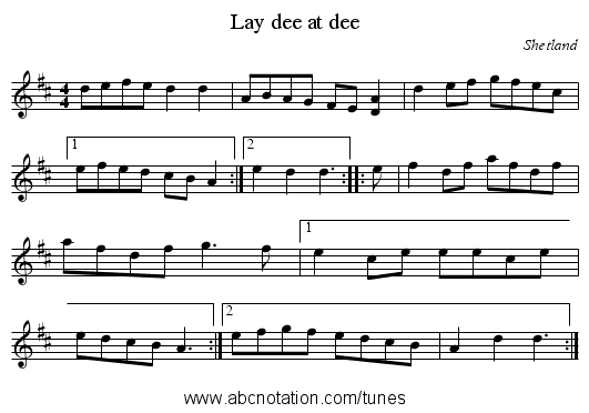 Lay dee at dee - staff notation