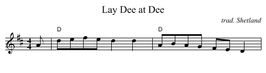 Lay Dee at Dee - staff notation