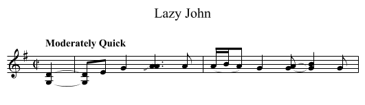 Lazy John - staff notation