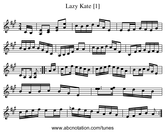 Lazy Kate [1] - staff notation