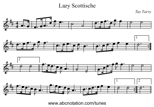 Lazy Scottische - staff notation