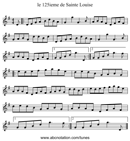 le 125ieme de Sainte Louise - staff notation