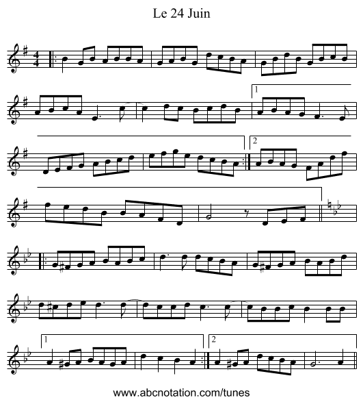 Le 24 Juin - staff notation