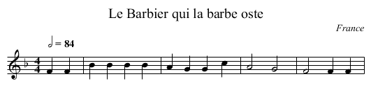 Le Barbier qui la barbe oste - staff notation