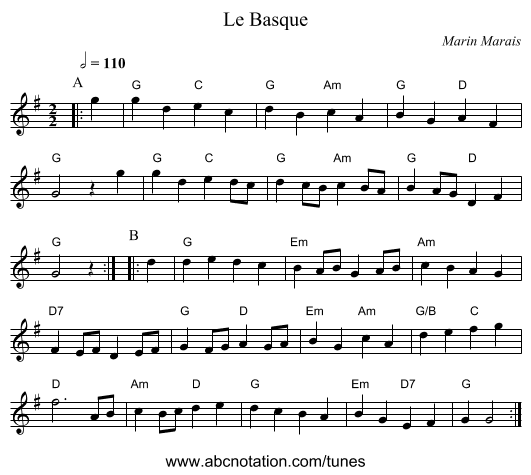 Le Basque - staff notation