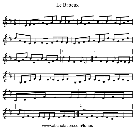 Le Batteux - staff notation