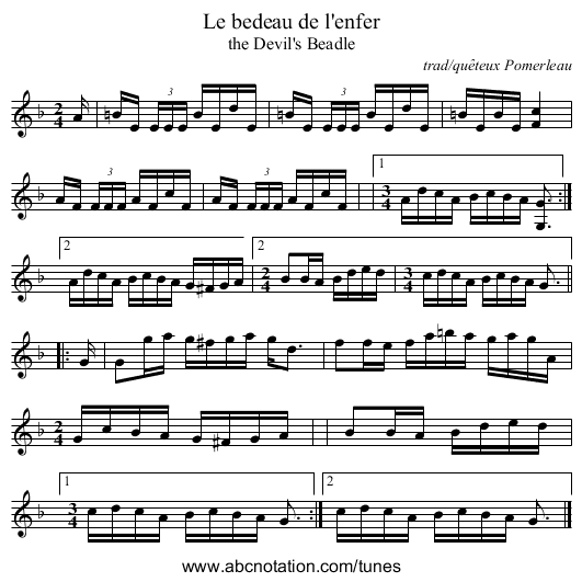 Le bedeau de l'enfer - staff notation