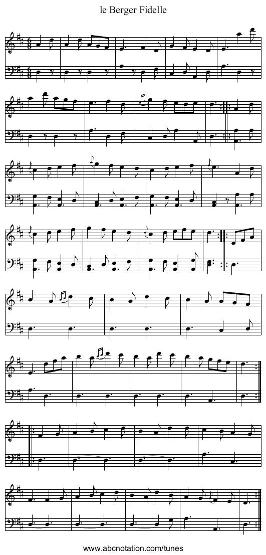 le Berger Fidelle - staff notation