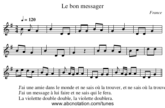 Le bon messager - staff notation