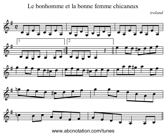 Le bonhomme et la bonne femme chicaneux - staff notation