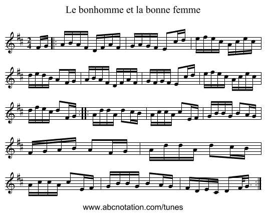 Le bonhomme et la bonne femme - staff notation