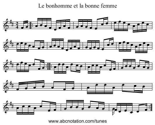 Le bonhomme et la bonne femme - staff notation