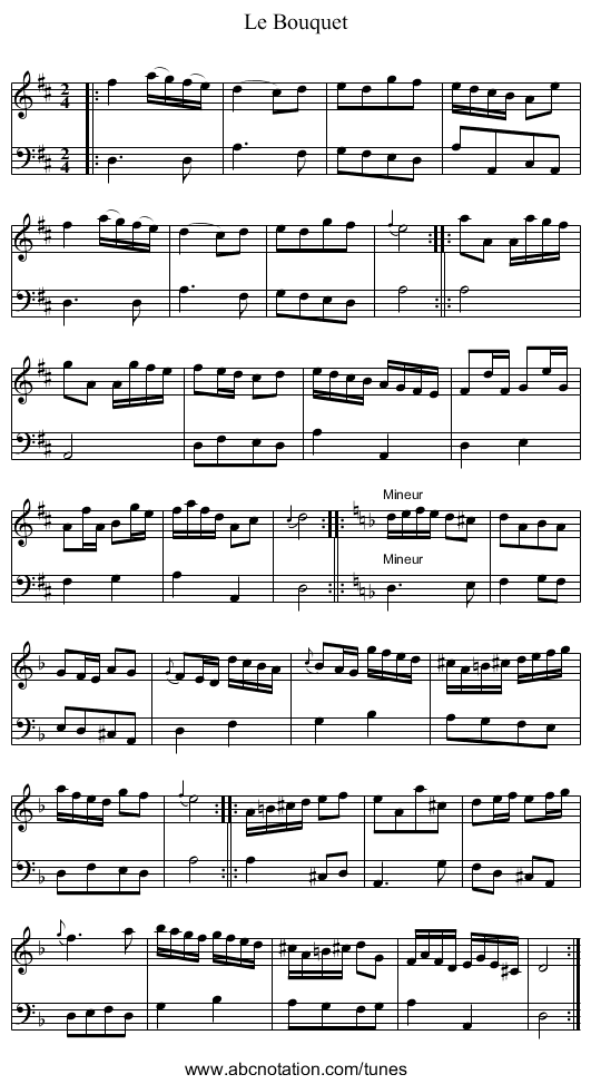 Le Bouquet - staff notation