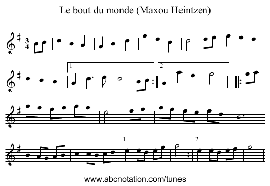 Le bout du monde (Maxou Heintzen) - staff notation