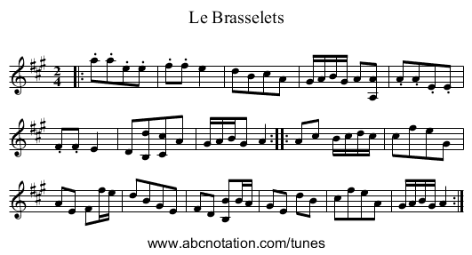 Le Brasselets - staff notation