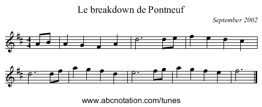 Le breakdown de Pontneuf - staff notation