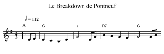 Le Breakdown de Pontneuf - staff notation