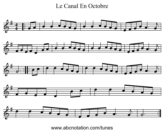 Le Canal En Octobre - staff notation