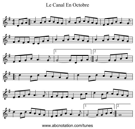 Le Canal En Octobre - staff notation