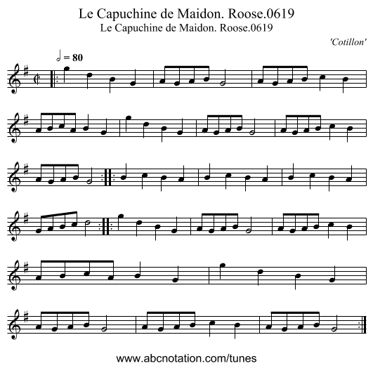 Le Capuchine de Maidon. Roose.0619 - staff notation
