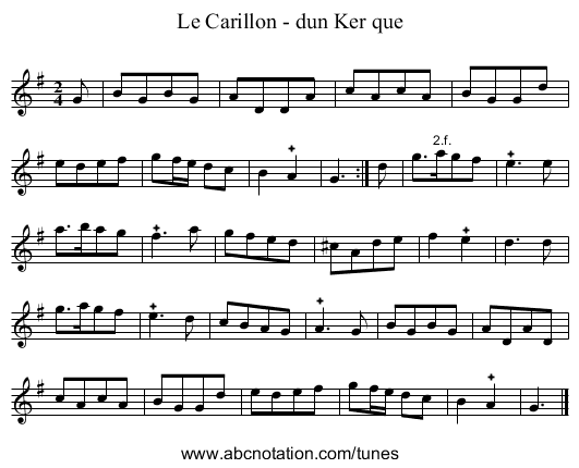 Le Carillon - dun Ker que - staff notation