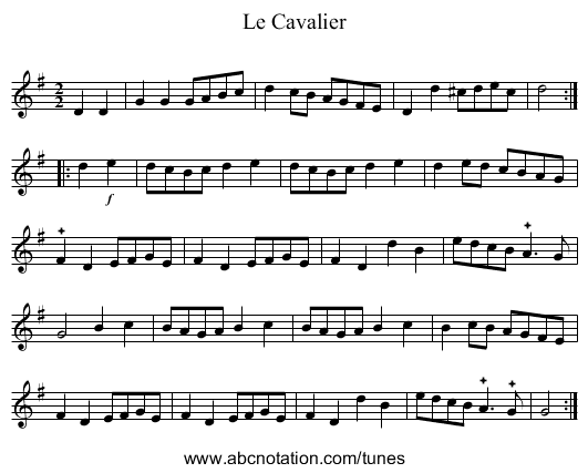 Le Cavalier - staff notation