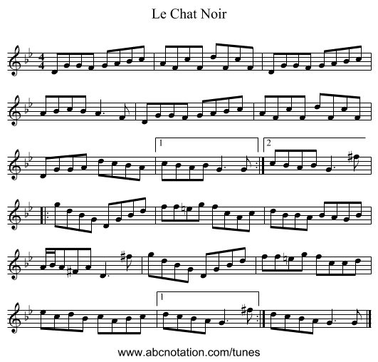 Le Chat Noir - staff notation